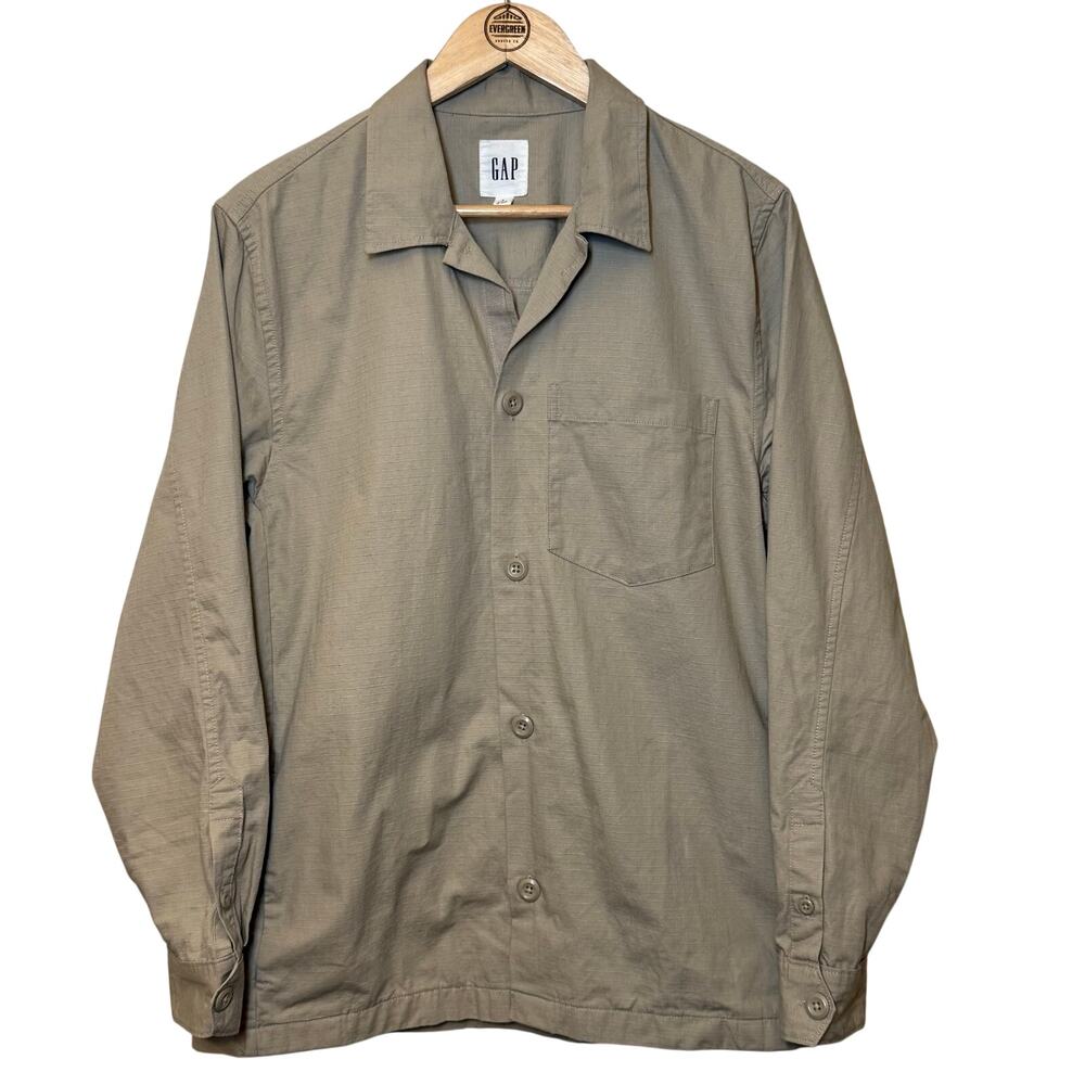 GAP Khaki Utility Shirt Jacket 100% Cotton Button Front Gorpcore Men's Small
